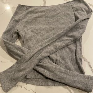 gray off the shoulder top